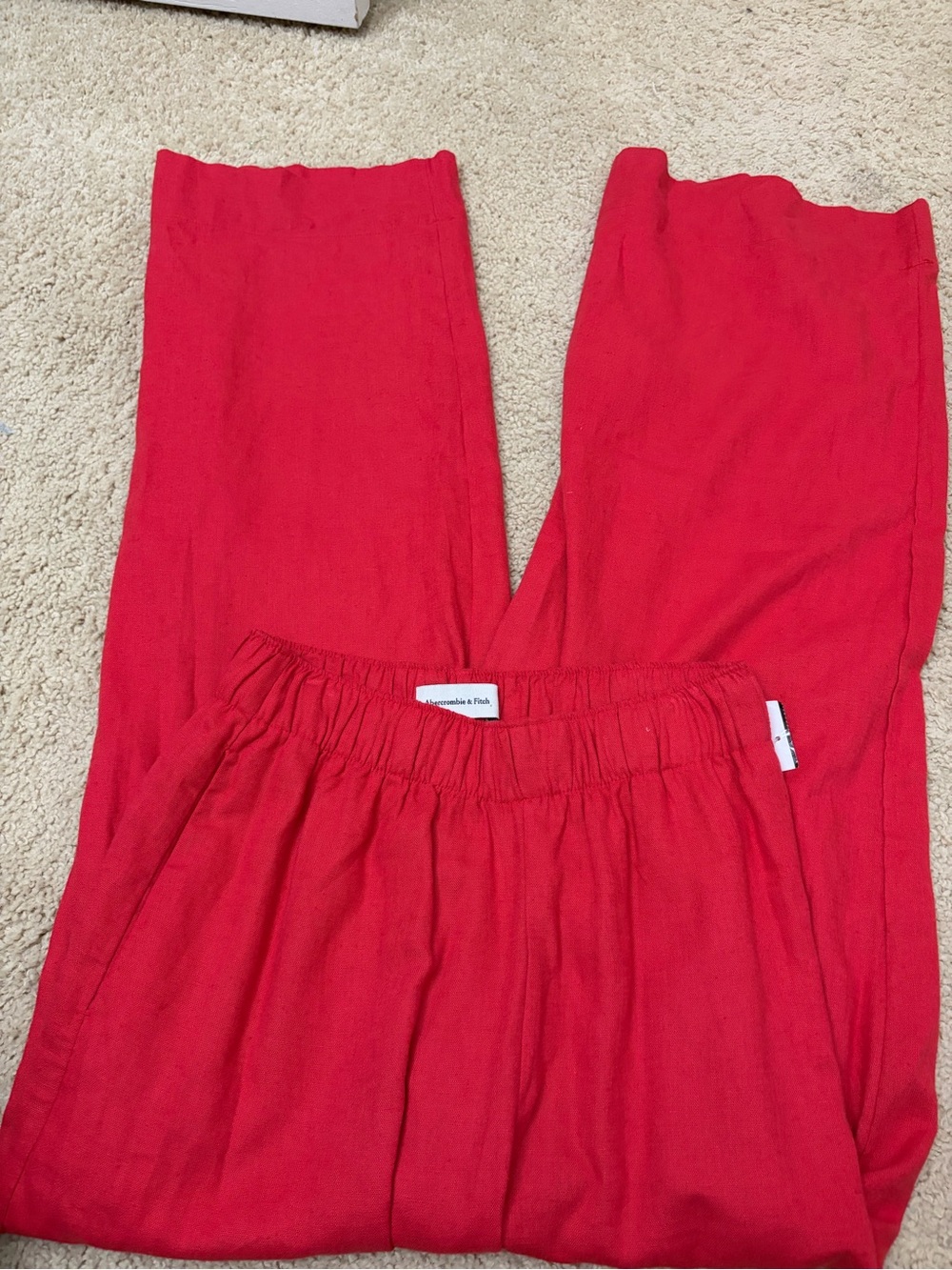 Abercrombie & Fitch linen Red Casual Elastic-Waist Pants